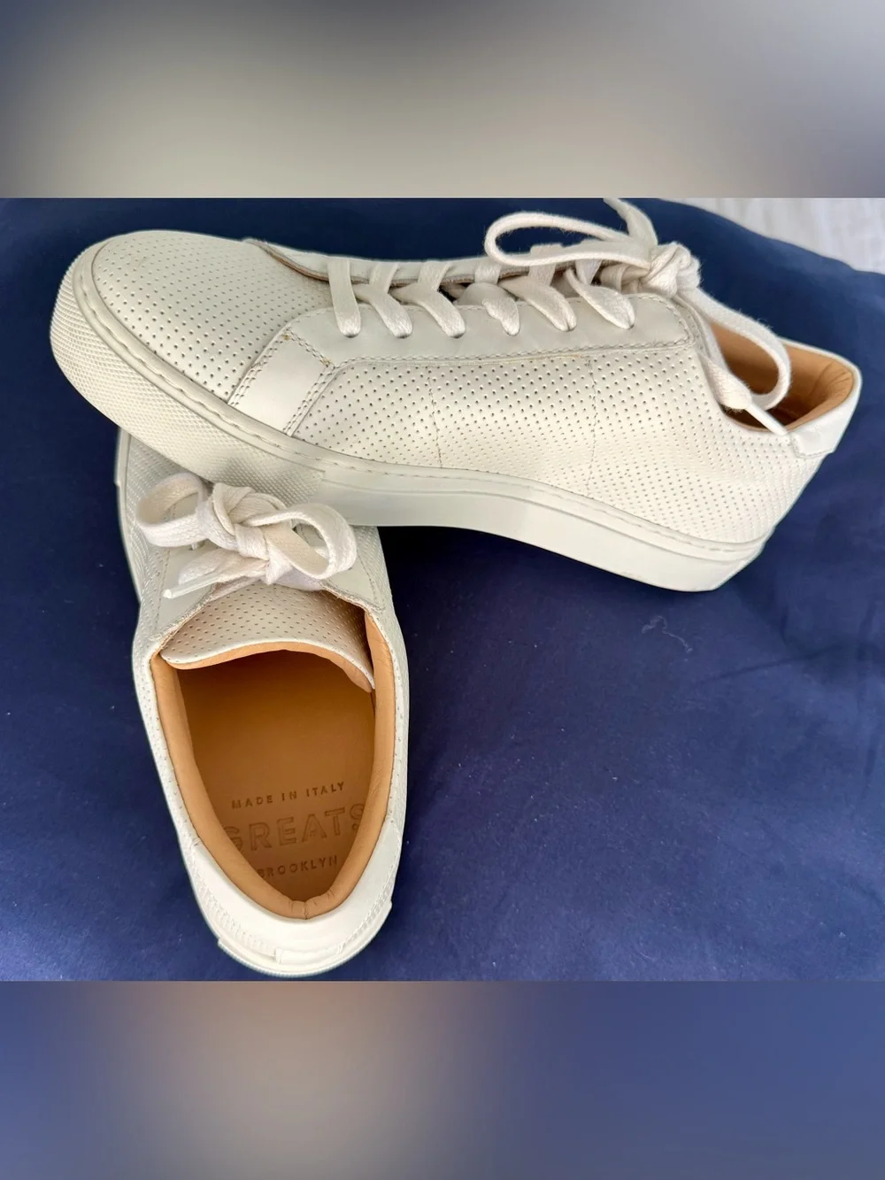 GREATS Royale Perforated White Leather Sneakers Made in Italy Men’s US 8.5 $185
